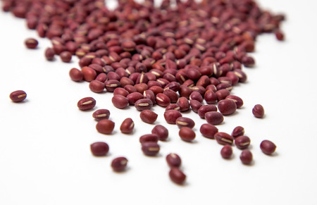 Azuki beans on white background の写真素材