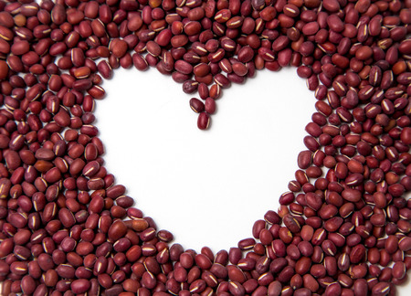 S  Valentine heart made of azuki beans の写真素材