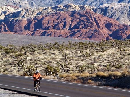 Cold ride in the high desertの写真素材