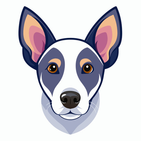 Illustration of a Fawn Dogs face with whiskers on a white backgroundのイラスト素材