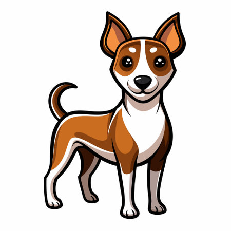 Fawn dog standing on white background, cartoon styleのイラスト素材