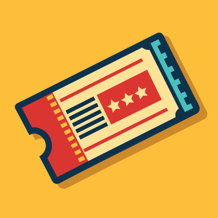 Rectangle ticket with three star emblems on yellow backgroundのイラスト素材