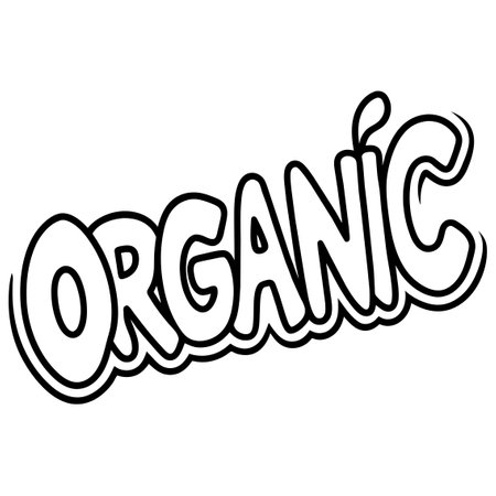A black and white drawing featuring the word organicのイラスト素材