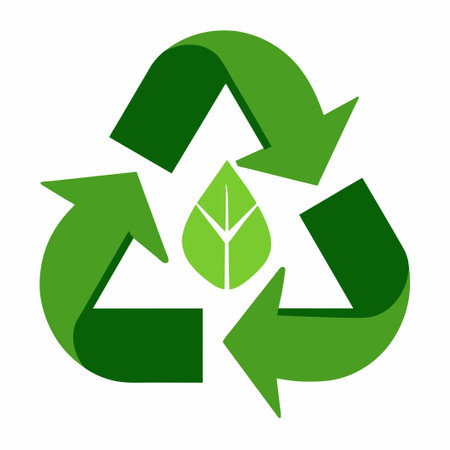 Green recycling symbol with arrows and leaf in middleのイラスト素材