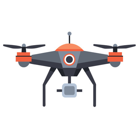 A drone equipped with a camera is airborne in the skyのイラスト素材