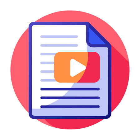 An icon of a paper with a play button on it, representing multimedia contentのイラスト素材