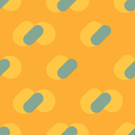 Seamless blue and yellow circles pattern on yellow backgroundのイラスト素材