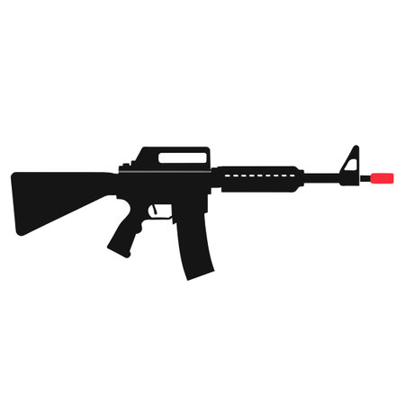 Vector Illustration of a Modern Assault Rifle perfect for military, tactical, and firearms designsのイラスト素材
