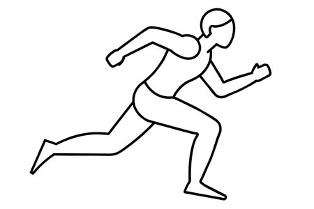 Black and white silhouette of person running on a white backgroundのイラスト素材
