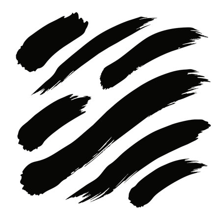A collection of black brush strokes displayed on a white backdropのイラスト素材