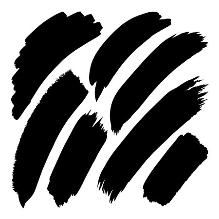 There are black brush strokes displayed on a white canvasのイラスト素材