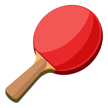 Red  paddle with wooden handle on white backgroundのイラスト素材