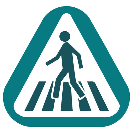 A person crosses a crosswalk in a triangle structureのイラスト素材