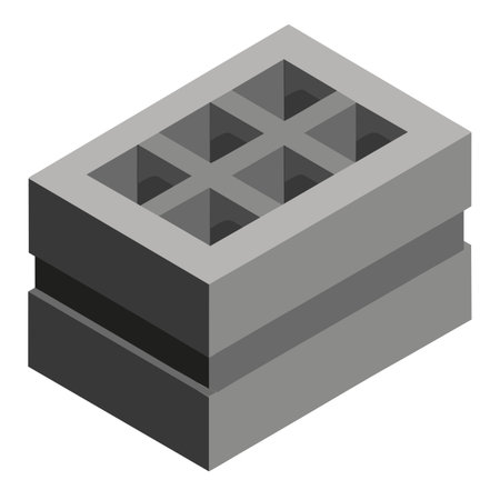 An isometric drawing showing a concrete block on a plain white backgroundのイラスト素材