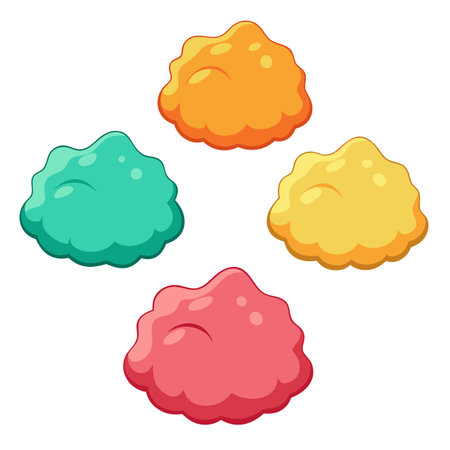 There are four gummy bears with different colors placed on a white surfaceのイラスト素材