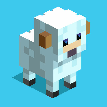 Minecraft sheep on green background with Tree, Rectangle, Font, Art, Graphicsのイラスト素材