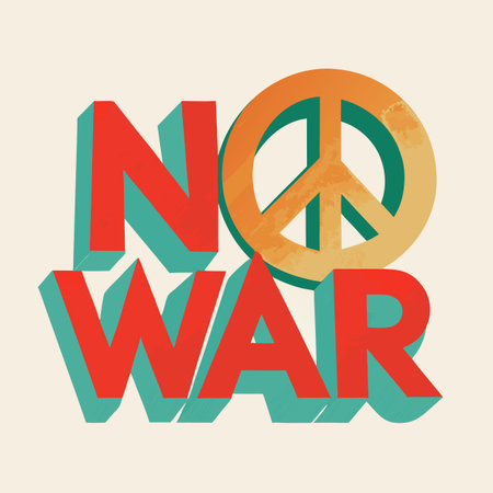 No War Peace Sign Graphic in Retro Style advocates peace and solidarity through vintage designのイラスト素材