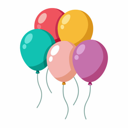 Colorful Balloon Collection Floating in the Air for Birthday, Celebration, Partyのイラスト素材