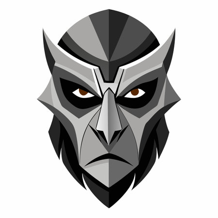 Illustration of futuristic robot face mask, ideal for armor or cyberthemed design projectsのイラスト素材