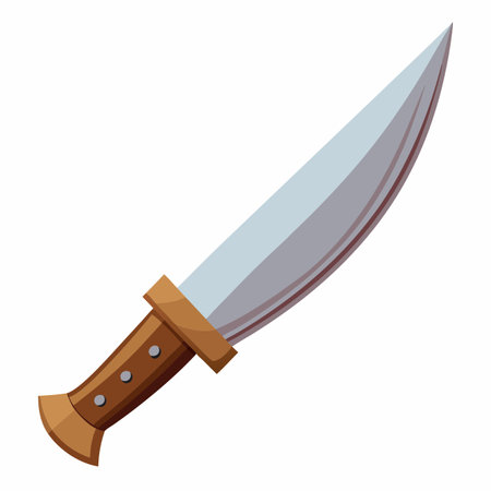 A dagger with a wooden handle is illustrated in a cartoon imageのイラスト素材