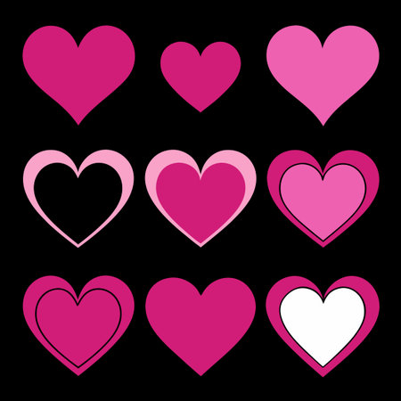 A collection of pink hearts against a dark backdropのイラスト素材
