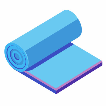 A roll of blue yoga mat on a white background, isolatedのイラスト素材
