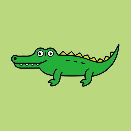 Cartoon image of a crocodile set against a green backgroundのイラスト素材