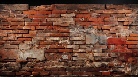 Background of old vintage dirty brick wall with peeling plaster, textureの素材