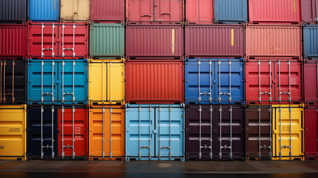 Multi coloured shipping containers in docksの素材