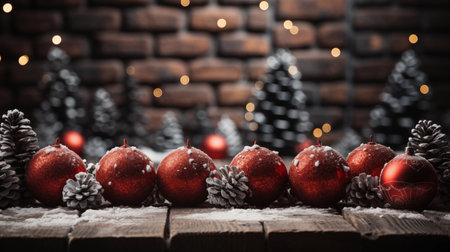 Christmas border with xmas tree and gifts on green background. Winter holiday. Happy New Year. Space for text. View from above, flat lay. Xmas. Template, mockup. Greeting card.の素材