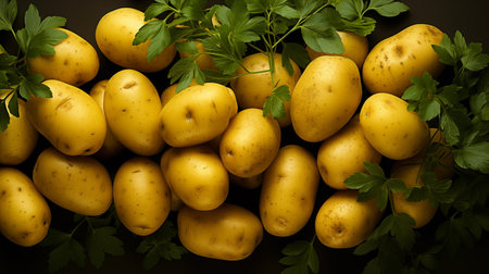 Potatoes background.の素材