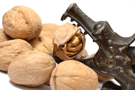 walnuts and vintage Nutcrackerの写真素材