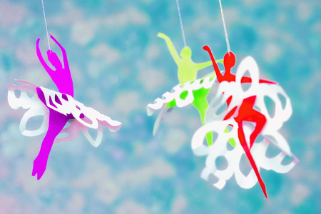 Three ballerinas paper.Seamless christmas background.の写真素材