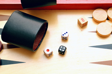 Dices set to play backgammon. Board game.の写真素材