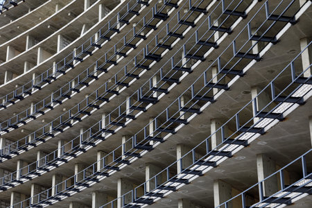 Fragment of an unfinished multi-storey residential building. An abandoned construction site to...