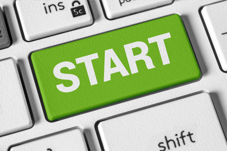 START button at the computer keyboard. Concept of the beginning of the work, the process, the starting pointの写真素材