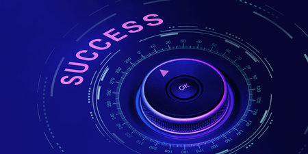 The concept of success in technology, science, business, development. The arrow on the circular...