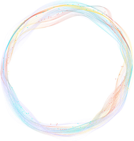 Design element. Many wave lines form a distorted circle. Colorful waves with lines created with the Blend Tool. Abstractionの写真素材
