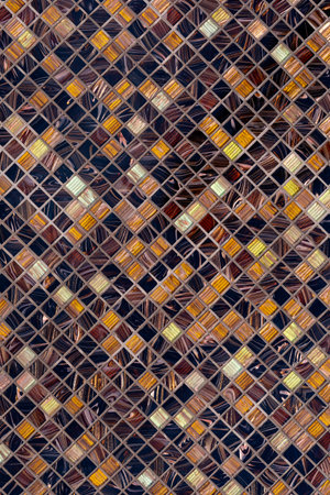 Gresite beige and brown stoneware, mosaic background. Diagonal styling. Copy space