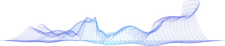 Purple blue abstract mesh wave on white background. Design element for presentations, covers,...