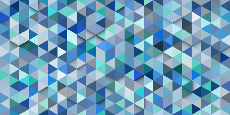 Geometric pattern of triangles in shades of blue-green creating a sense of depth and volume....