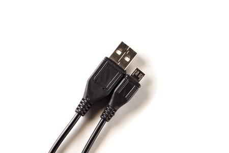 usb cable normal and micro isolated on white backgroundの写真素材