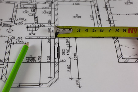 Pencil and plan of houseの写真素材
