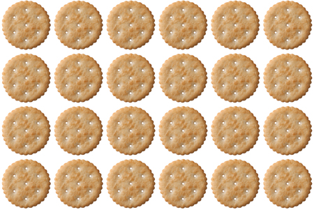set of biscuit crackers isolated on white background.