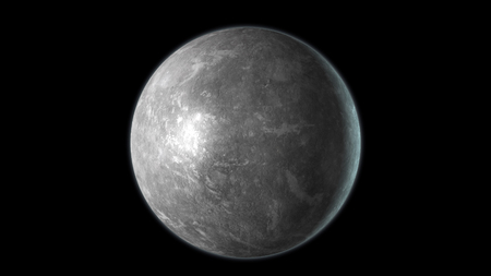 Mercury planet isolated on black background. 3D render.の写真素材