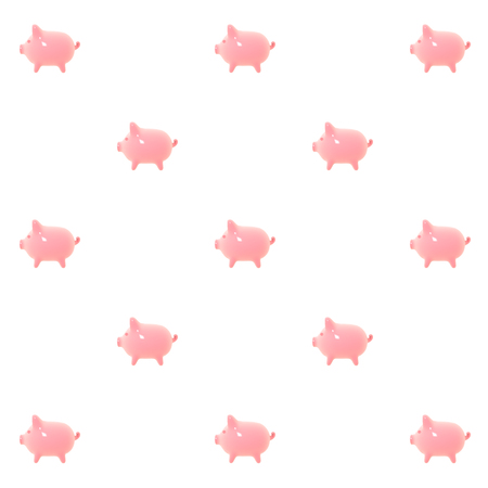 Seamless pattern with 3d pigs isolated on white background. 3D Renderの写真素材