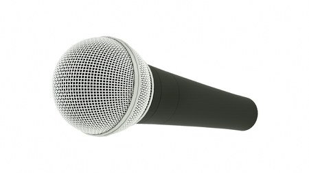 3d rendering microphone isolated on white backgroundの写真素材