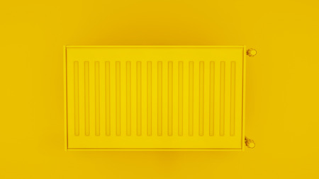 3D Radiator, yellow background. 3D illustrationの写真素材