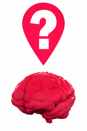 Human brain and a question mark. 3D illustration.の写真素材