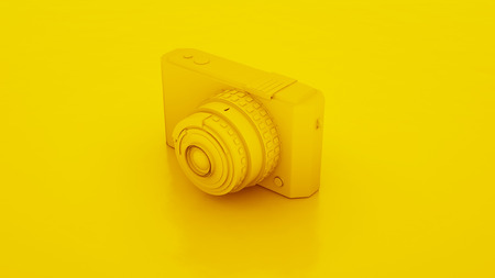 Yellow Compact Camera. 3D illustration.の写真素材